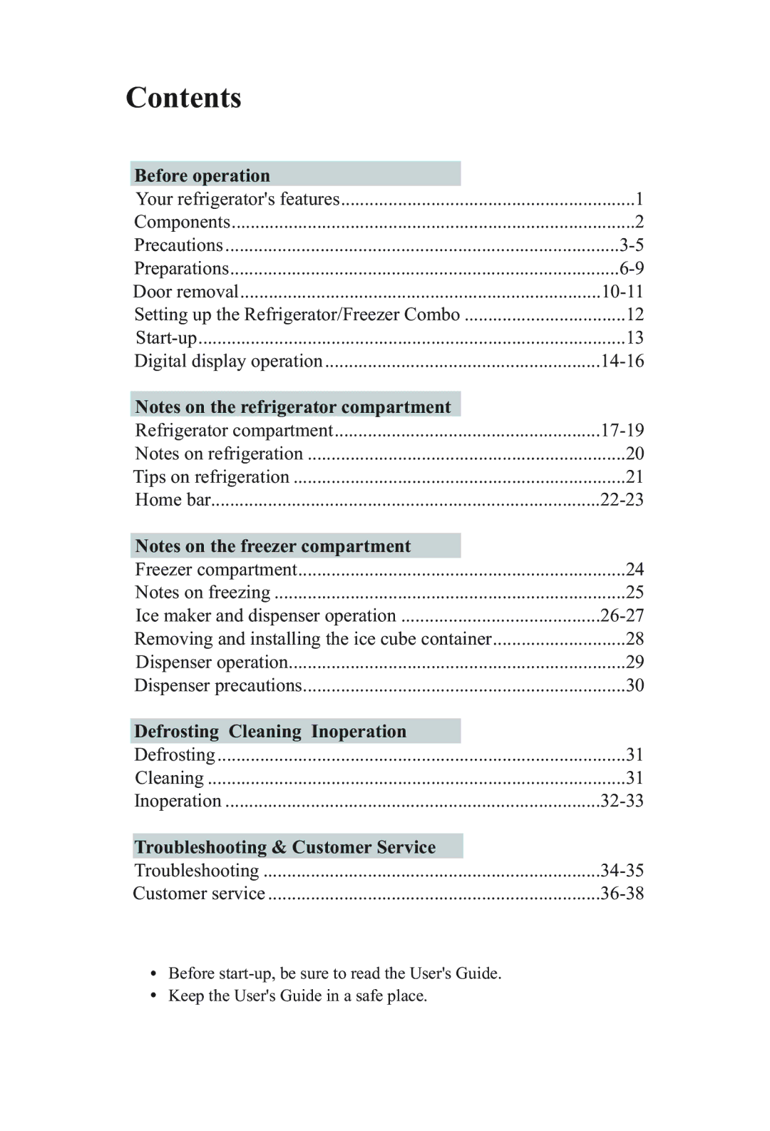 Haier HRF-66ISA2, HRF-66ITA2, HRF-66ATA2, HRF-66ASA2, HRF-66ISB2, HRF-66ASB2 manual Contents 