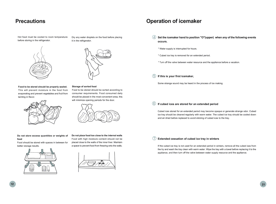 Haier HRF-689FF/ASS, HRF-669FF/ASS operation manual Precautions, Operation of icemaker, If this is your first icemaker 