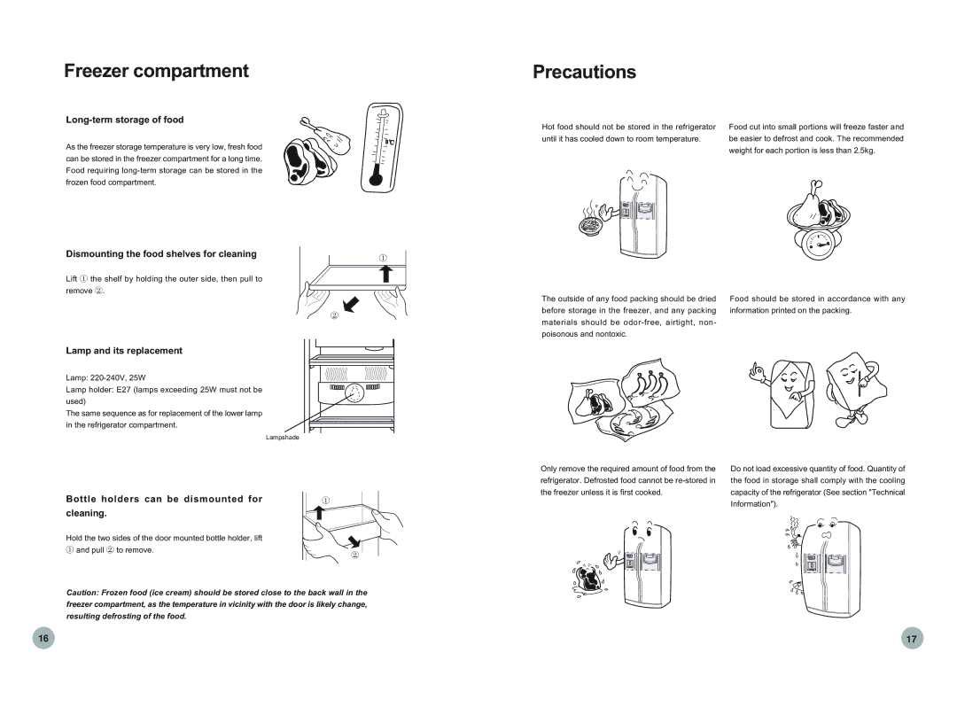 Haier HRF-689FF/ASS, HRF-669FF/ASS Freezer compartment, Long-term storage of food, Lamp and its replacement 