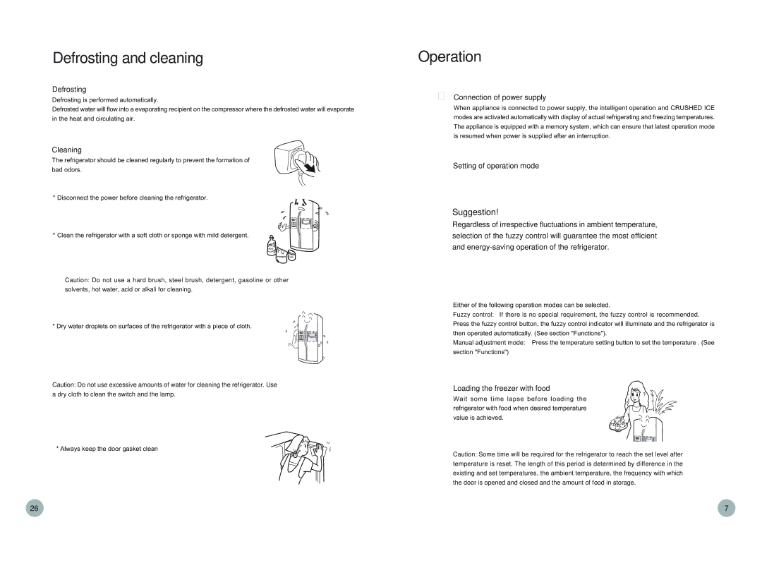 Haier HRF-689FF/ASS, HRF-669FF/ASS operation manual Defrosting and cleaning, Operation 