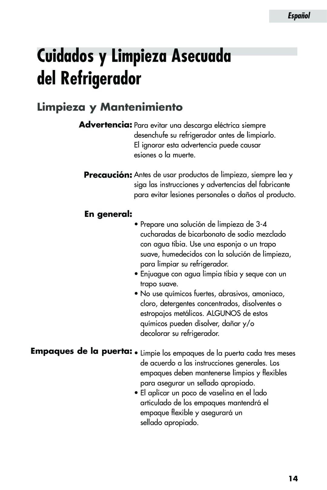 Haier HRQ02WNA, HRQ03WNA user manual Limpieza y Mantenimiento, En general 