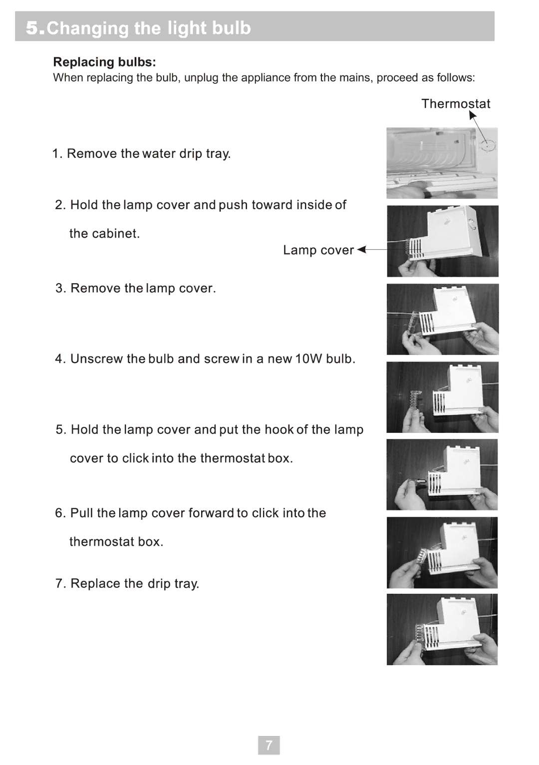 Haier HRZ-113 manual Replacing bulbs 