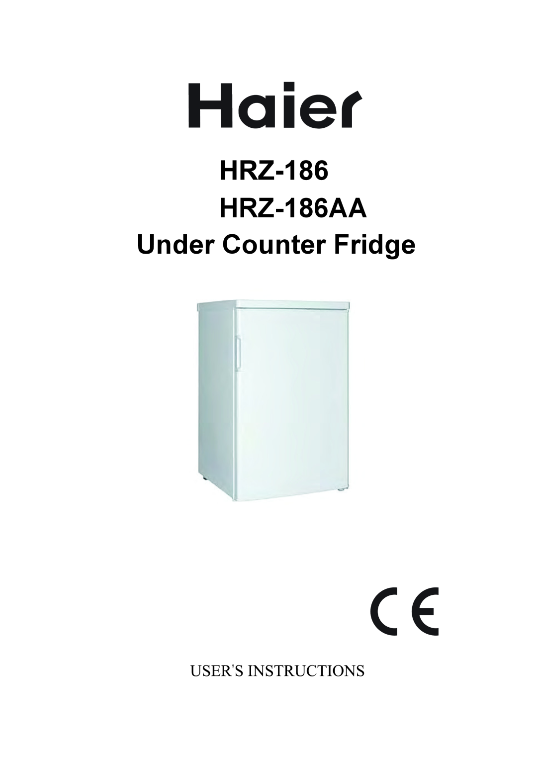 Haier manual HRZ-186AA Under Counter Fridge 