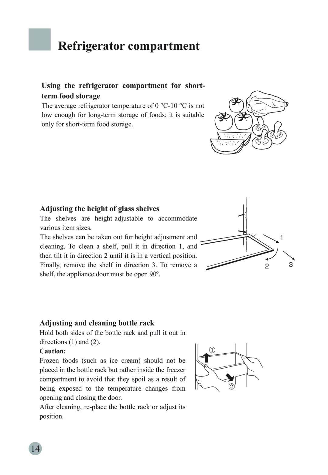 Haier HRF-663DSA2* Refrigerator compartment, Adjusting the height of glass shelves, Adjusting and cleaning bottle rack 