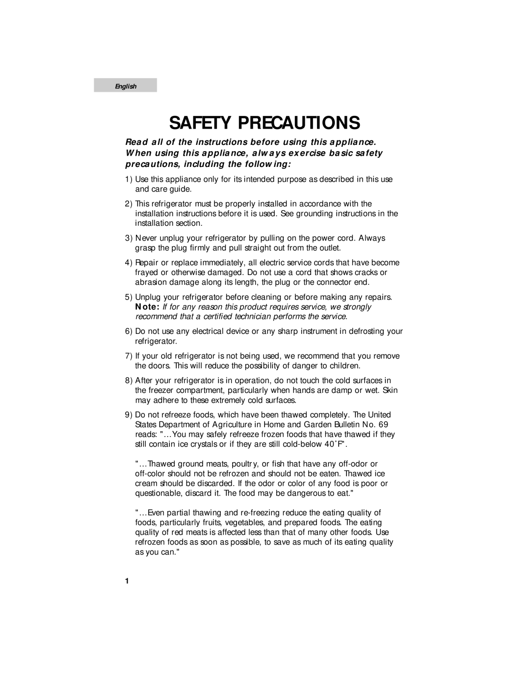 Haier HSE01WNA user manual Safety Precautions 