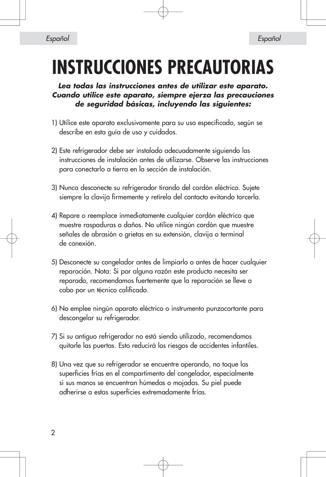 Haier HSE04WNA, HSP04WNA user manual Instrucciones Precautorias 