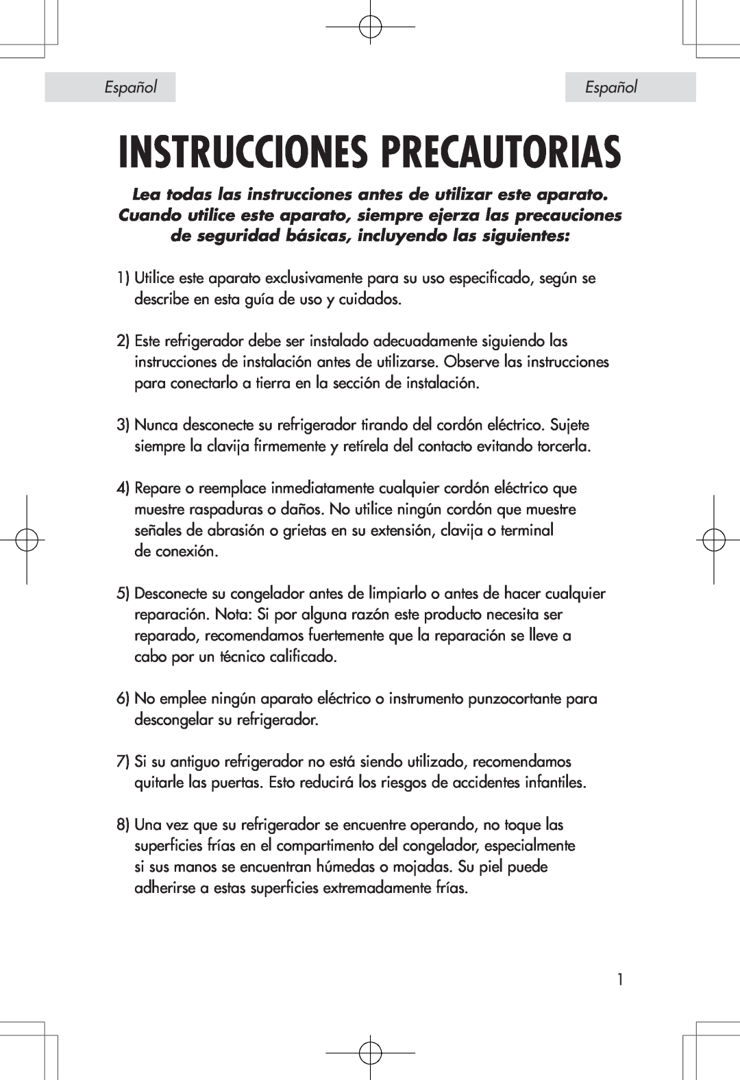 Haier HSP04WNA, HSE04WNA user manual Instrucciones Precautorias, Español 