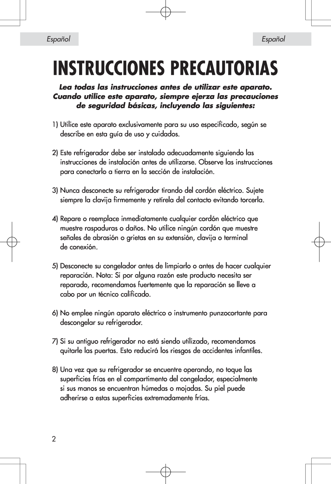 Haier HSE04WNA, HSP04WNA user manual Instrucciones Precautorias, Español 