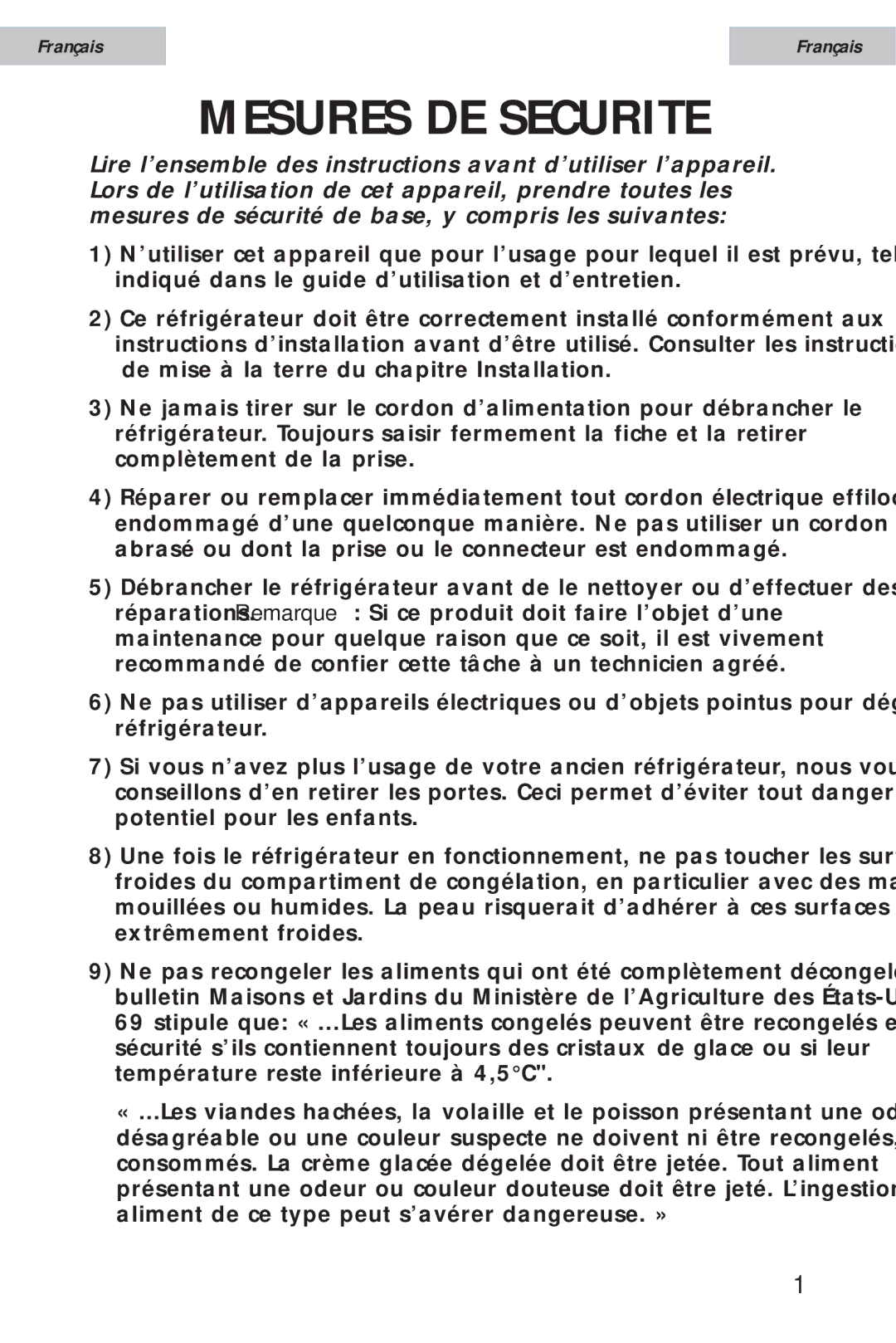 Haier HSE12WNA, HSE10WNA, HSE08WNA user manual Mesures DE Securite 