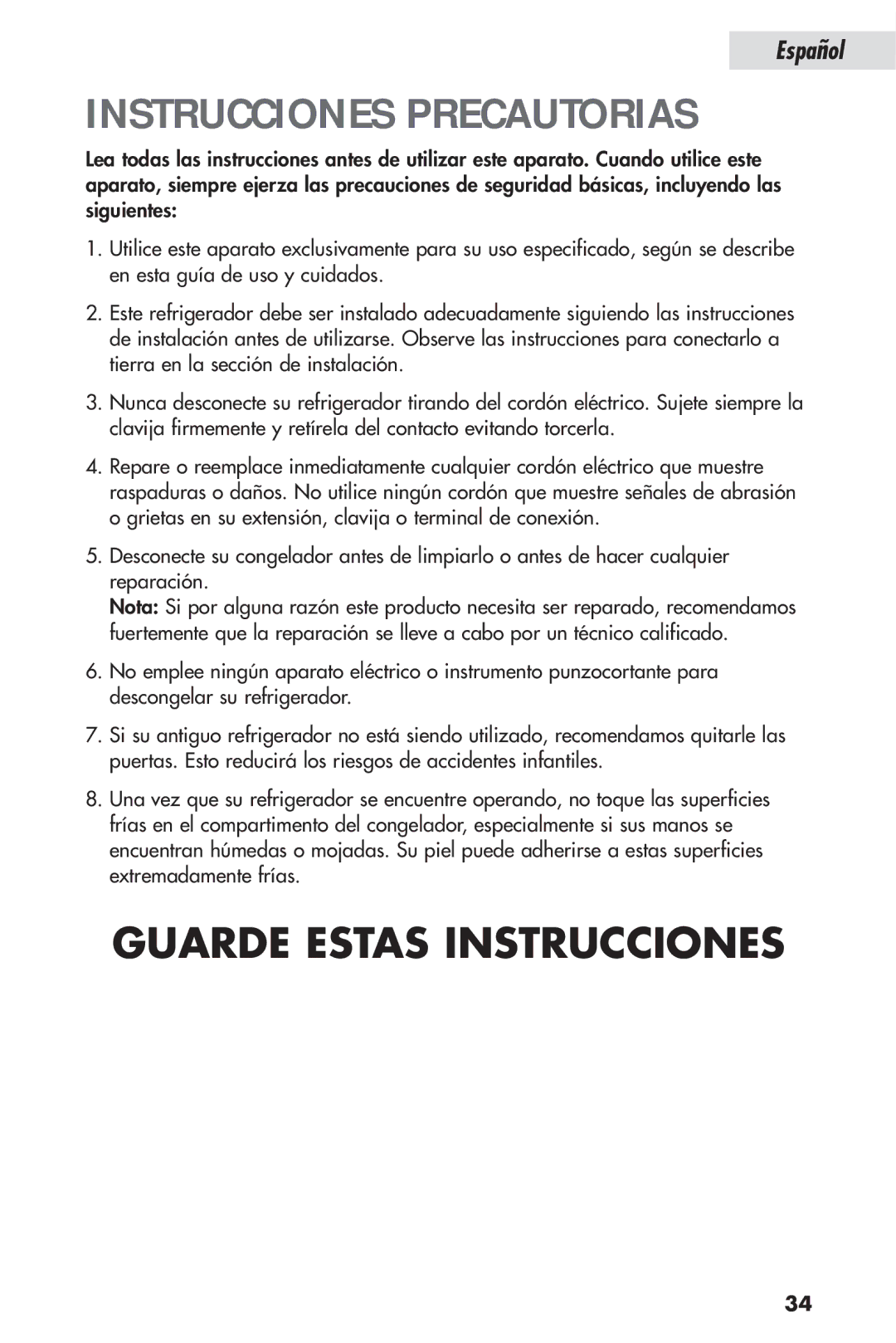 Haier HSP04WNB, HSL04WNA user manual Guarde Estas Instrucciones 