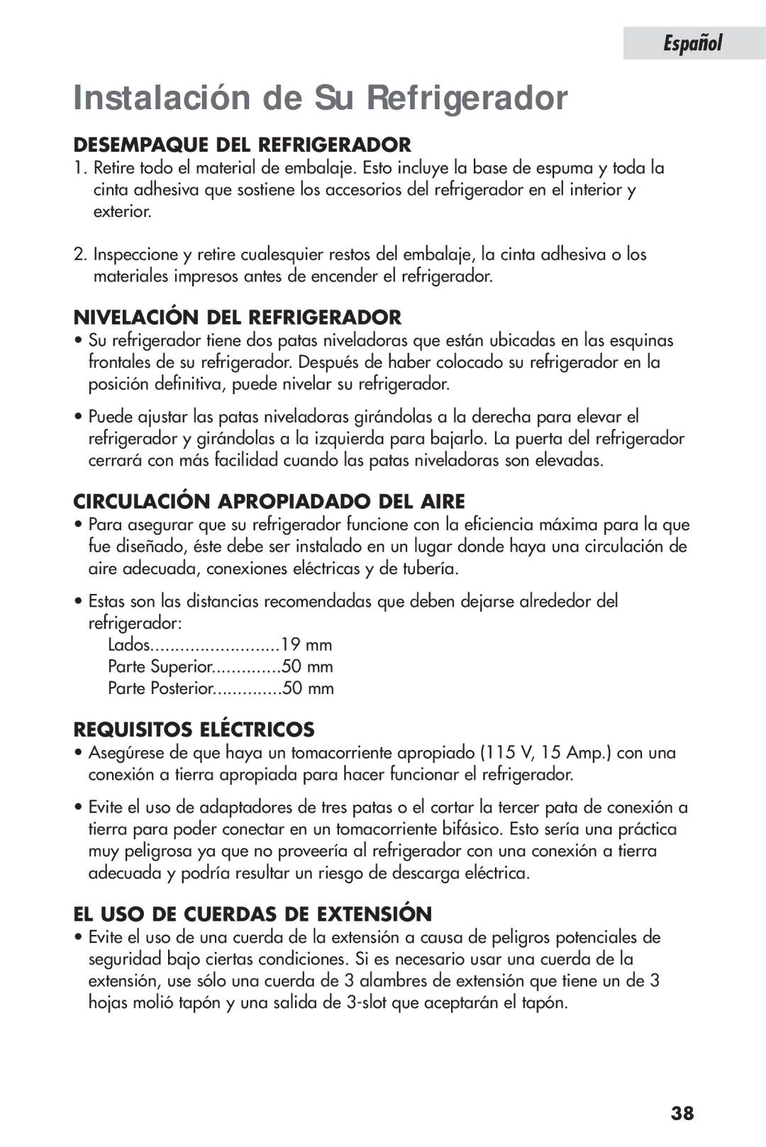 Haier HSP04WNB, HSL04WNA user manual Instalación de Su Refrigerador 