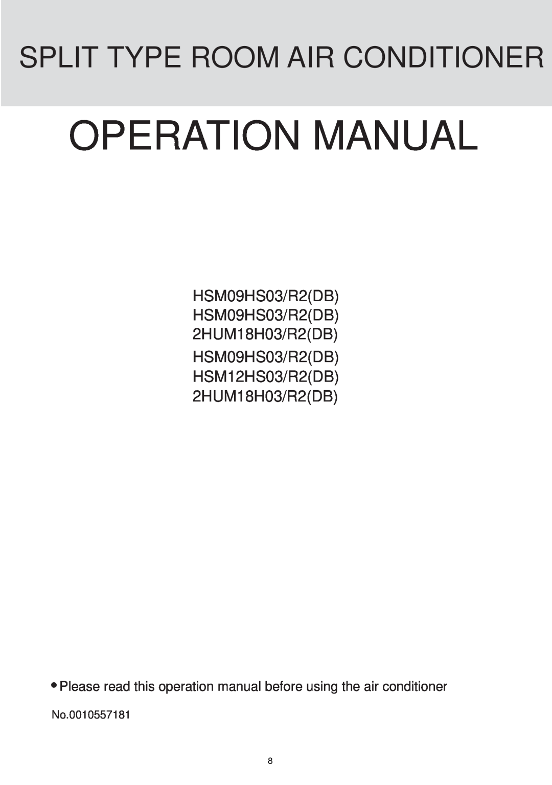 Haier HSU-09R04, HSU-12R04, HSU-18R04, HSU-24R04 operation manual HSM09HS03/R2DB HSM09HS03/R2DB 2HUM18H03/R2DB 