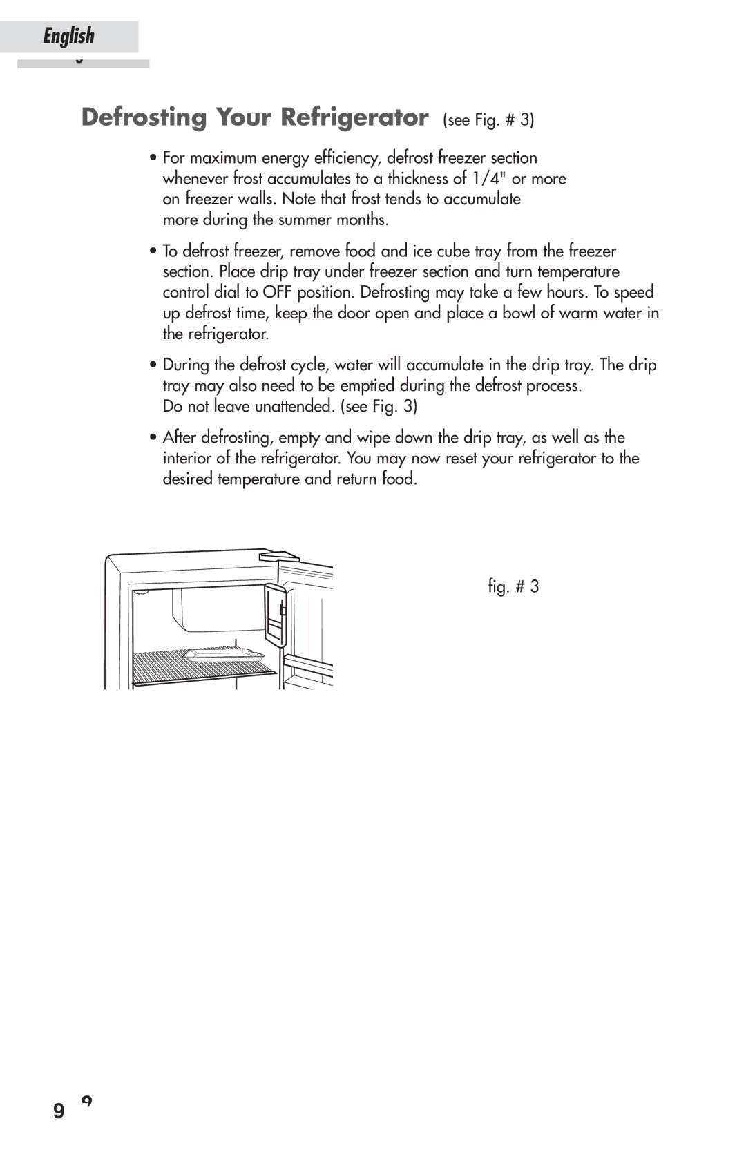 Haier HSP03WNAWW user manual Defrosting Your Refrigerator see Fig. # 