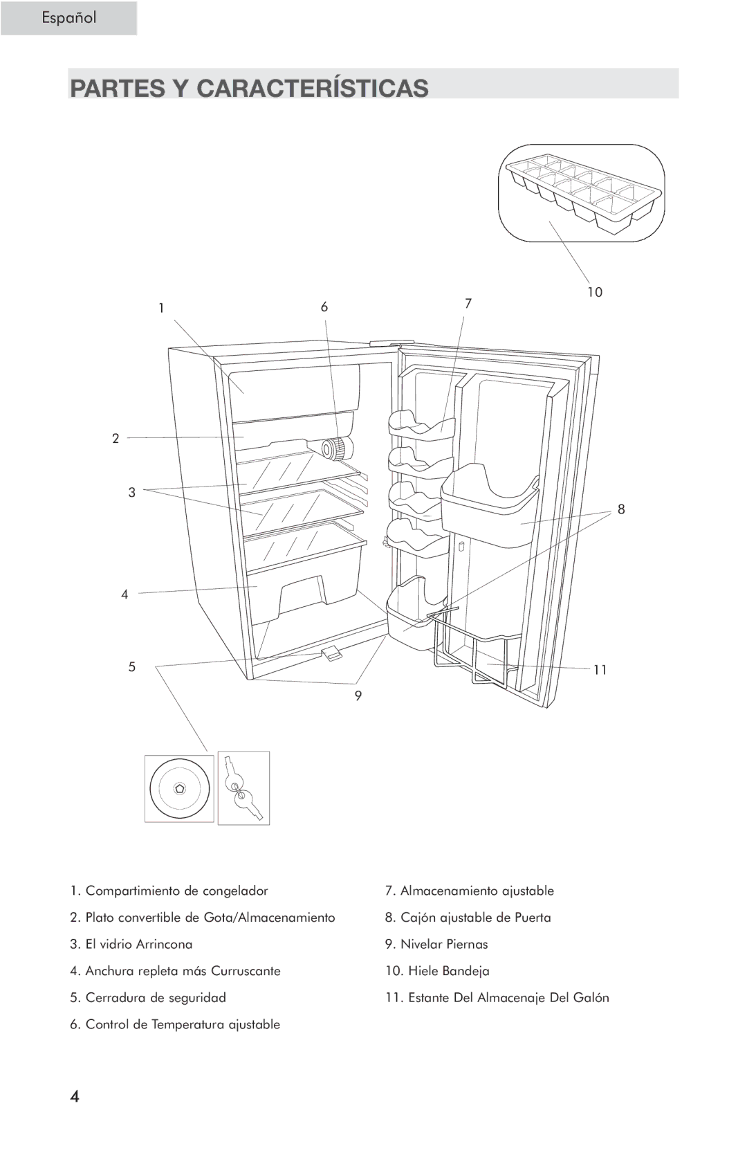 Haier HSQ05WNC user manual Partes Y Características 