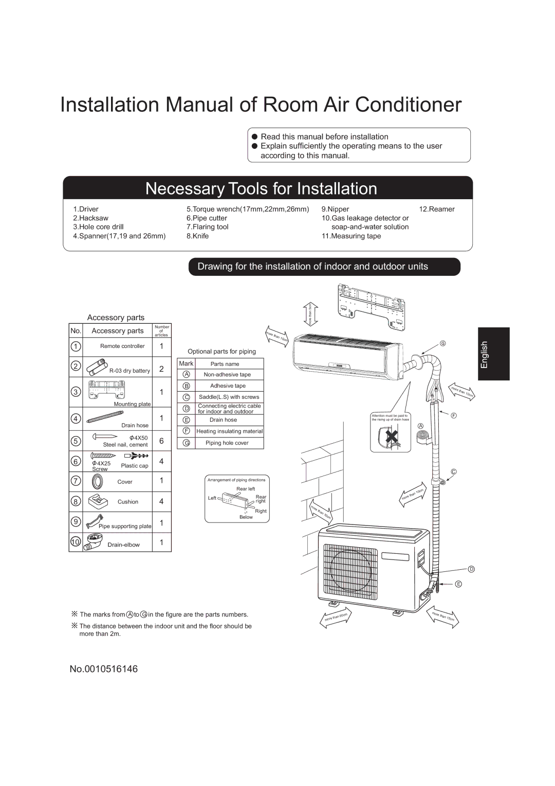 Haier HSU-09HEA103/R2, HSU-07HEA03/R2, HSU-22HEA03/R2 installation manual Installation Manual of Room Air Conditioner 