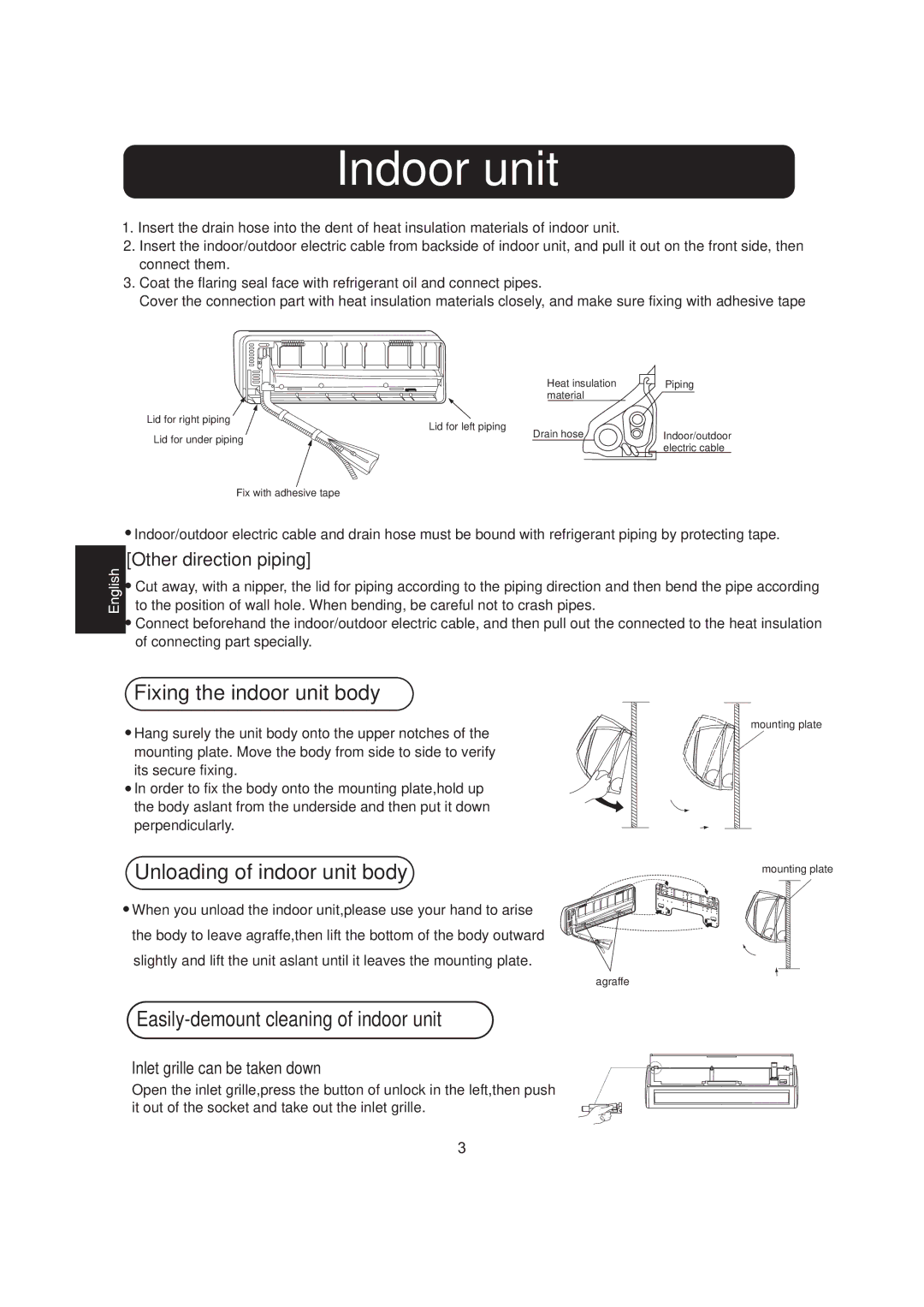 Haier HSU-07HEA03/R2, HSU-09HEA103/R2, HSU-22HEA03/R2, 0010516146 installation manual Indoor unit, Other direction piping 