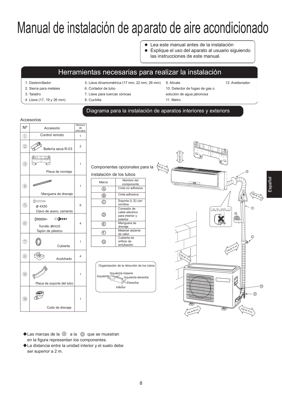 Haier HSU-09HEA103/R2, HSU-07HEA03/R2, HSU-22HEA03/R2, 0010516146 Manual de instalación de aparato de aire acondicionado 