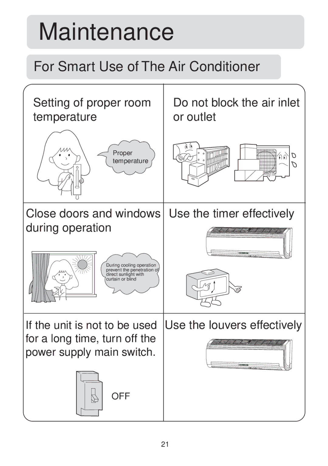 Haier HSU-07HV03, HSU-09HV03, HSU-12HV03, HSU-18HV03, HSU-22HV03, HSU-12HVB03 operation manual Setting of proper room 