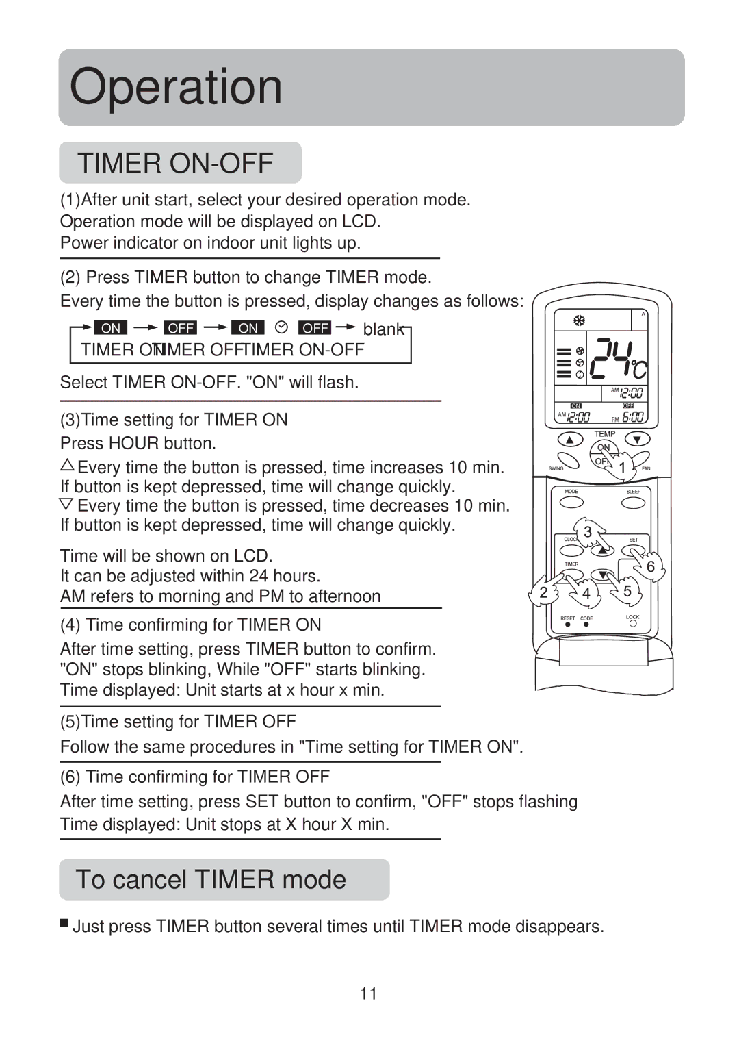 Haier HSU-09CG13, HSU-12CG13, HSU-14CG13 operation manual To cancel Timer mode 