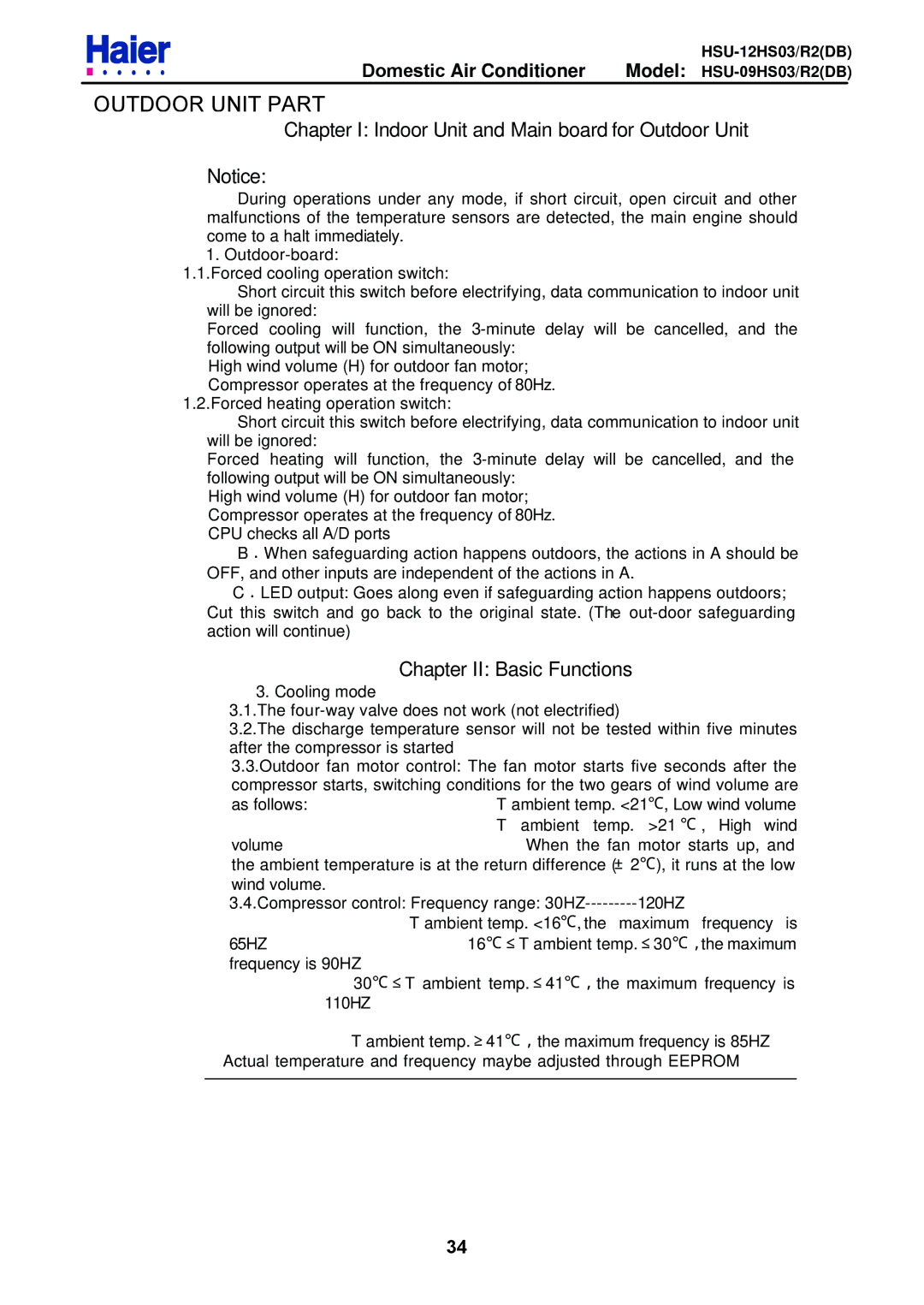 Haier HSU-09HS03/R2DB, HSU-12HS03/R2DB service manual Outdoor Unit Part 