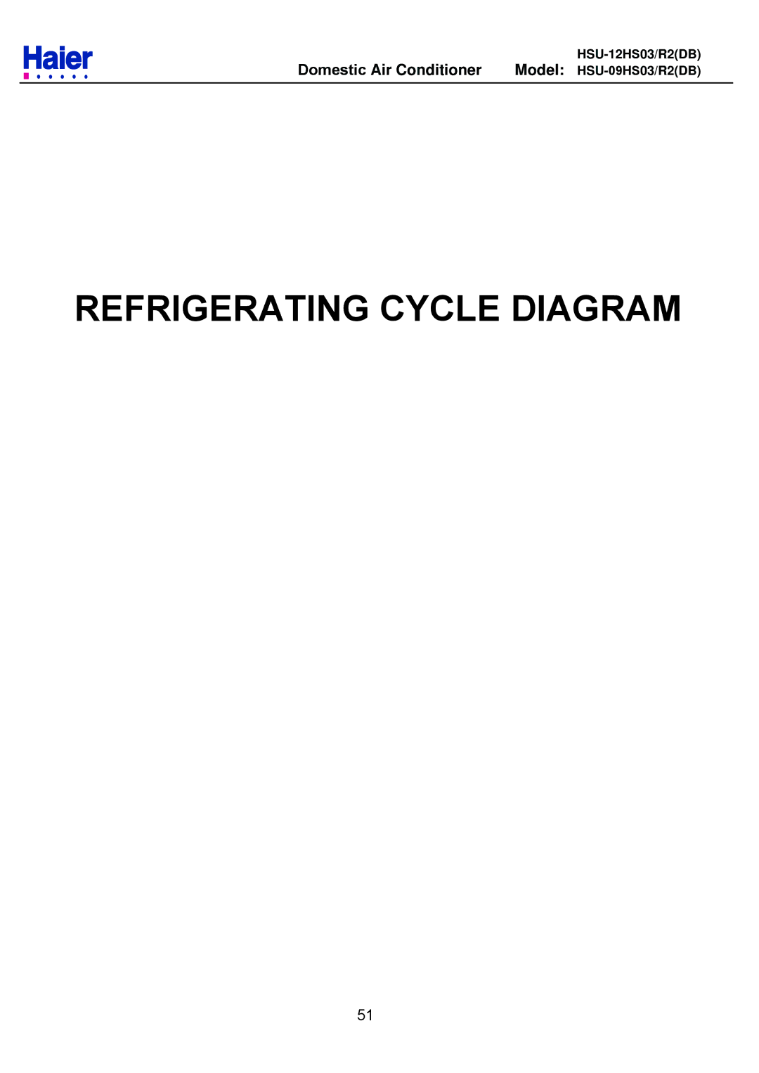 Haier HSU-12HS03/R2DB, HSU-09HS03/R2DB service manual Refrigerating Cycle Diagram 