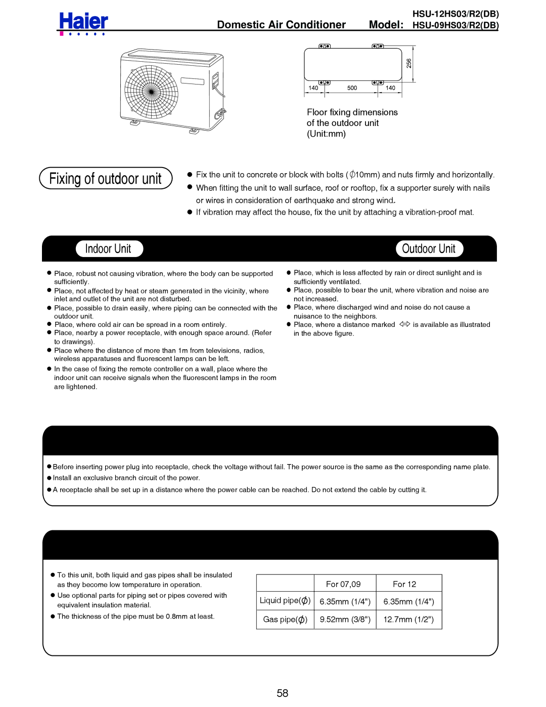 Haier HSU-09HS03/R2DB, HSU-12HS03/R2DB service manual Power Source 