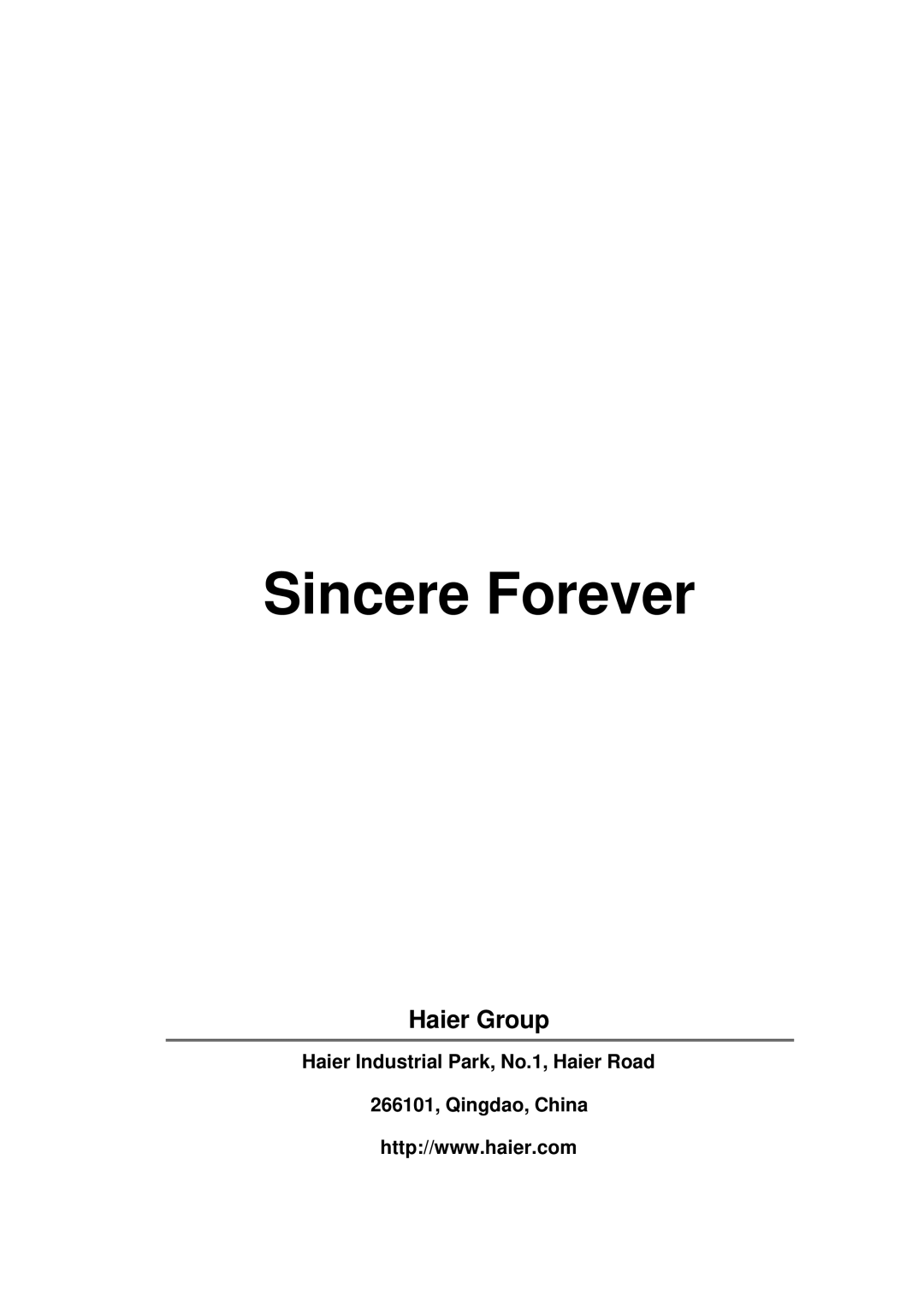 Haier HSU-12HS03/R2DB, HSU-09HS03/R2DB service manual Sincere Forever 