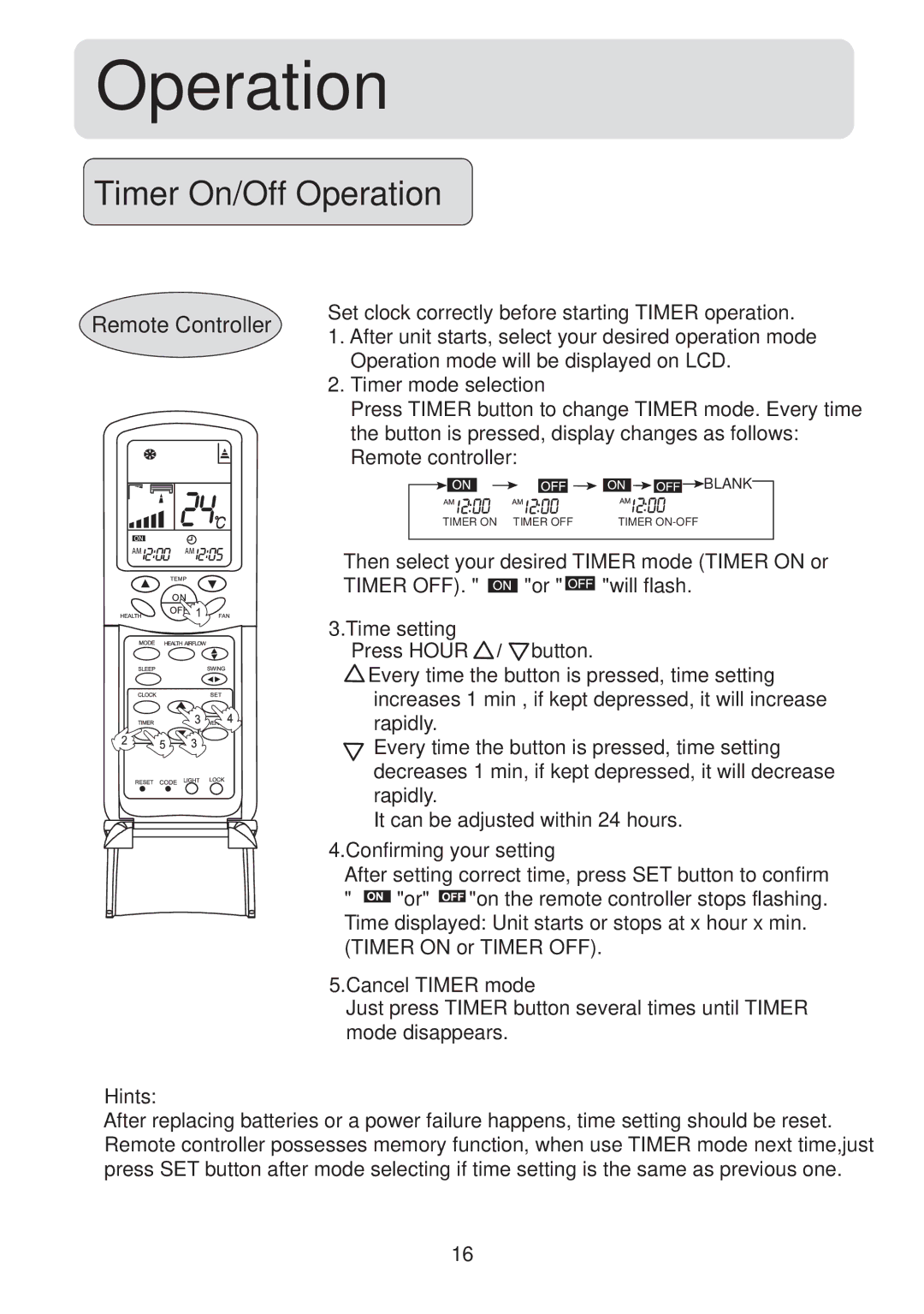 Haier HSU-09HS03/R2(DB) operation manual Timer On/Off Operation 