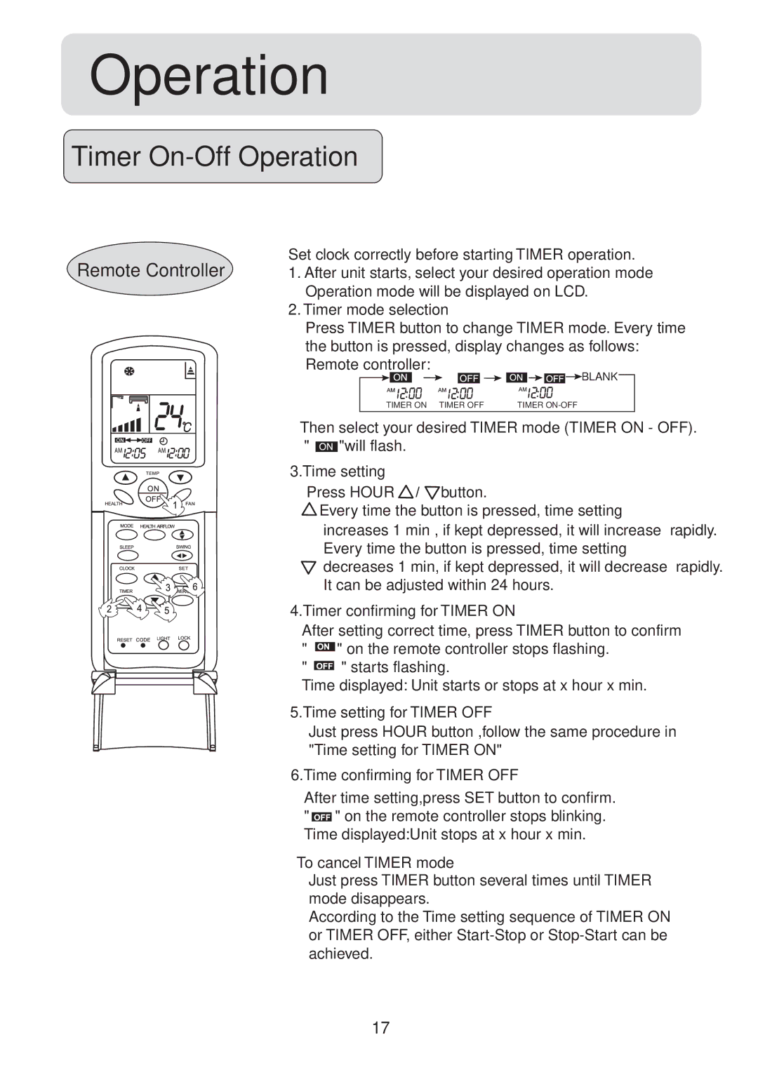 Haier HSU-09HS03/R2(DB) operation manual Timer On-Off Operation 