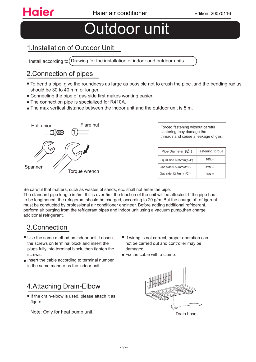 Haier HSU-12HSA03/R2(DB), HSU-09HSA03/R2(DB) manual Outdoor unit 