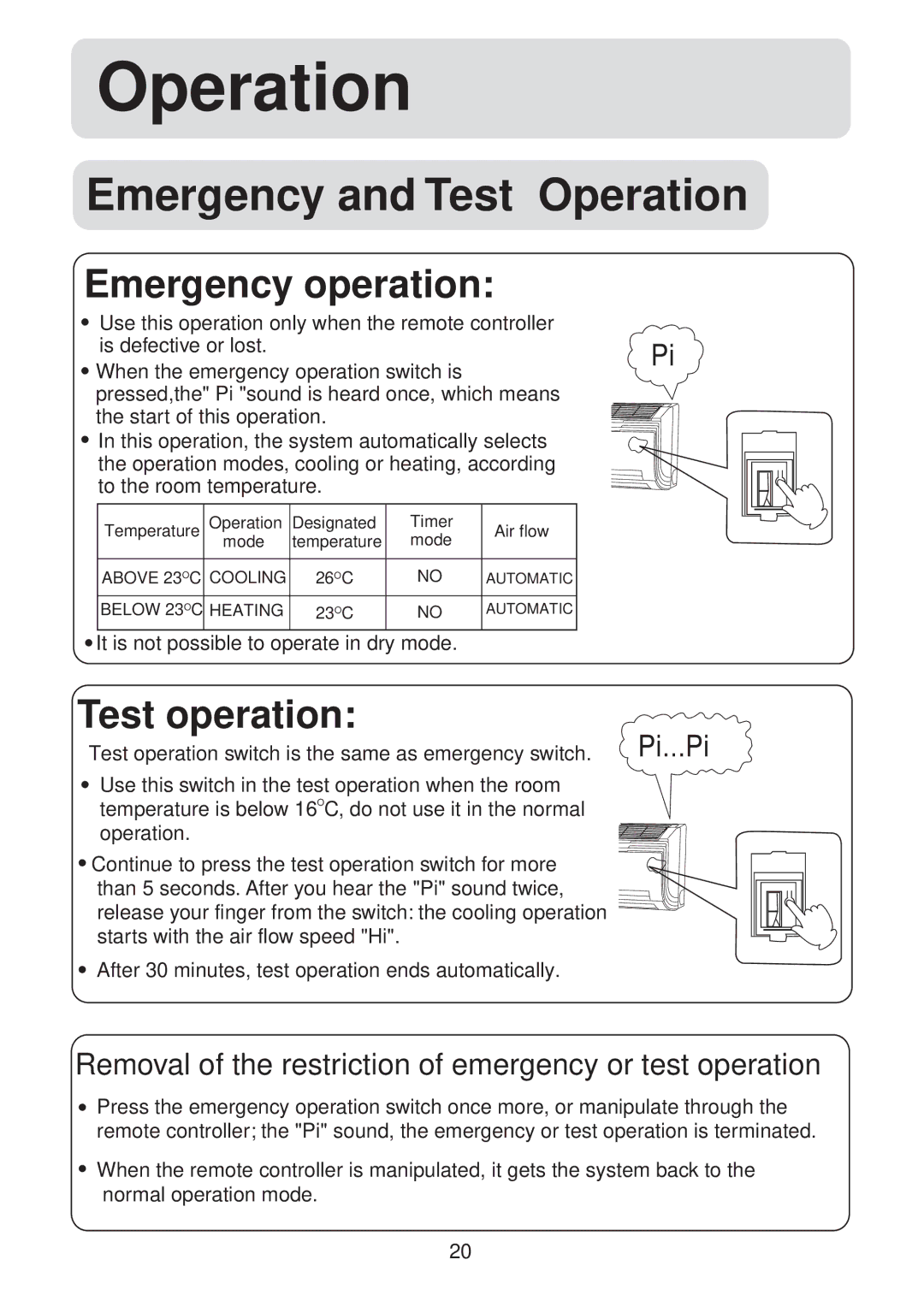 Haier HSU-12HV03/R2(SDB), HSU-09HV03/R2(SDB) operation manual Emergency and Test Operation 