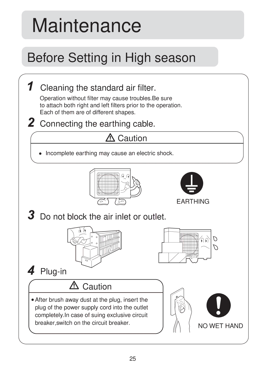 Haier HSU-09HV04, HSU-12HV04, HSU-18HV04, HSU-22HV04 Cleaning the standard air filter, Connecting the earthing cable 