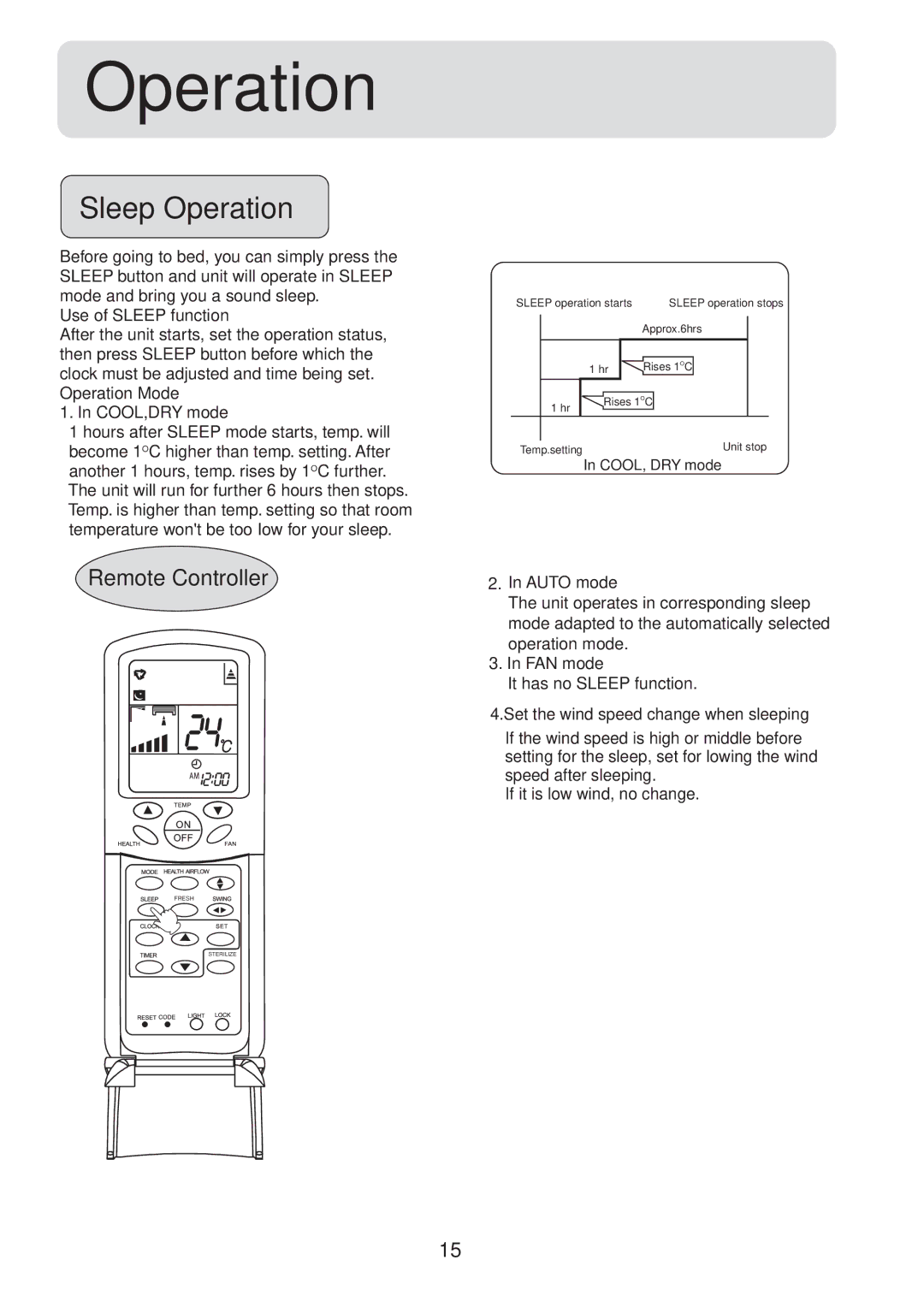 Haier HSU-09LH13, HSU-12LH13, 001050 operation manual Sleep Operation 