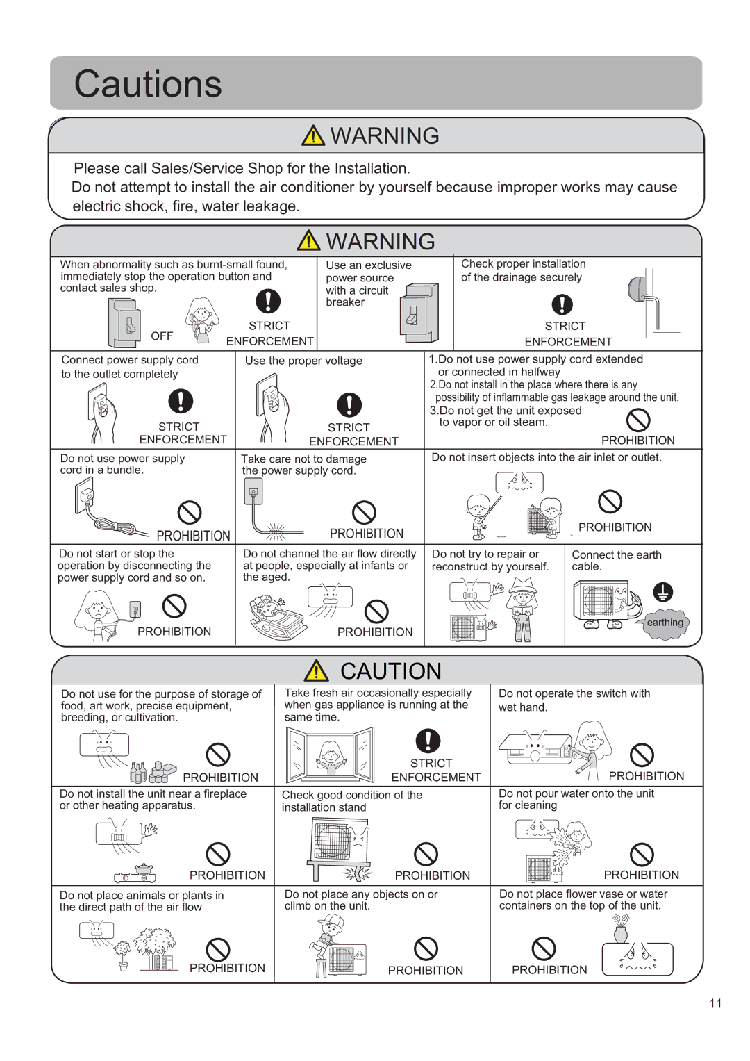 Haier HSU-12RS03/R2(SDB), HSU-09RS03/R2(SDB), HSU-12RK03/R2(SDB) operation manual Prohibition 