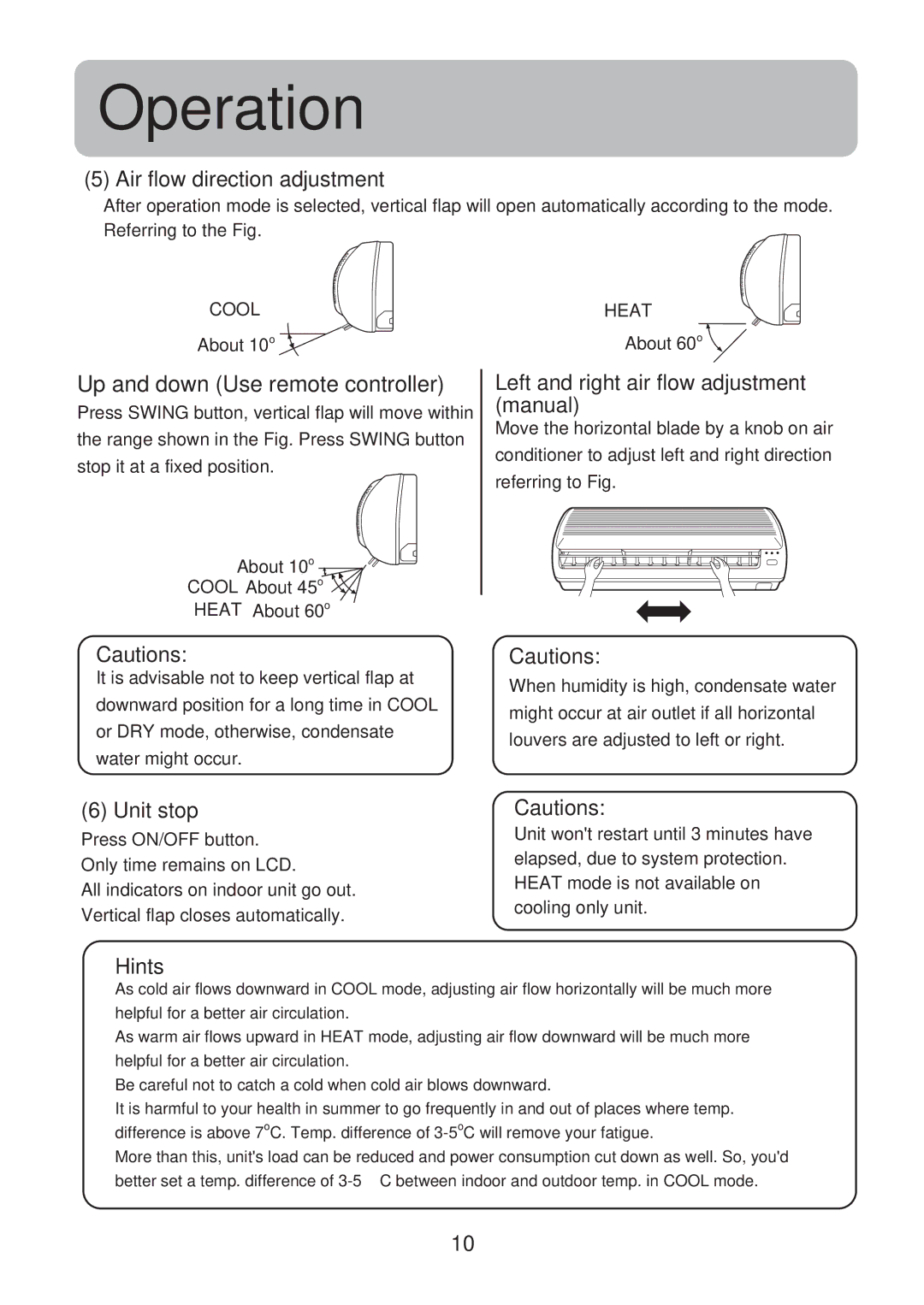 Haier HSU-18CK13(T3) operation manual Air flow direction adjustment, Left and right air flow adjustment manual 