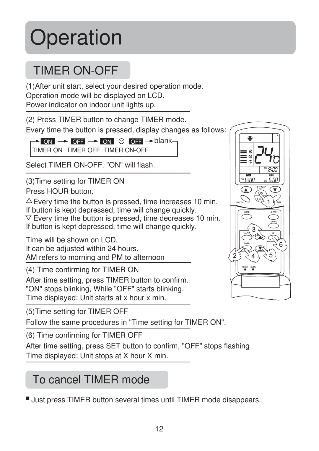 Haier HSU-18CK13(T3) operation manual To cancel Timer mode 