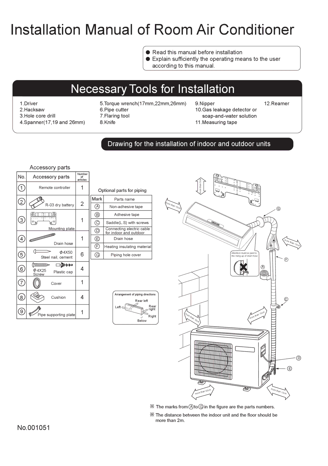 Haier HSU-18LEA13(T3) installation manual Installation Manual of Room Air Conditioner 