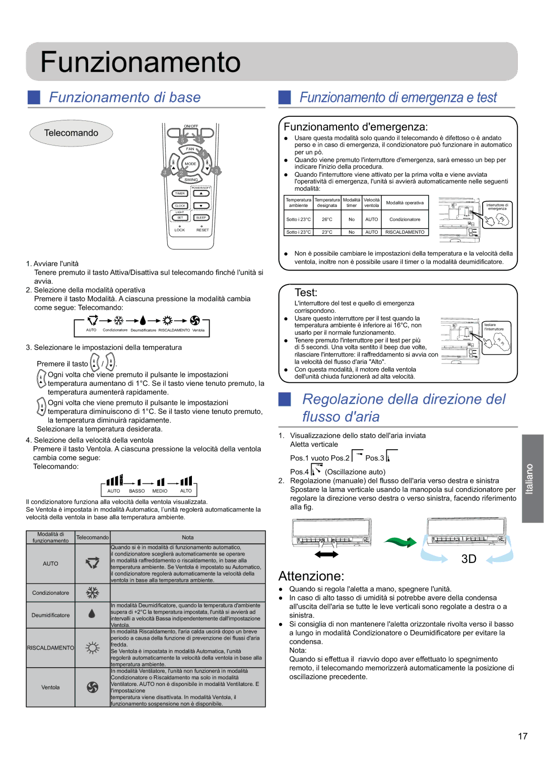 Haier 0010530627, HSU-24HEK03/R2 operation manual Funzionamento 