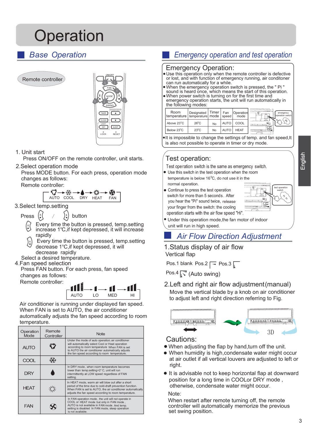 Haier 0010530627, HSU-24HEK03/R2 operation manual Press ON/OFF on the remote controller, unit starts, Press Button, Rapidly 