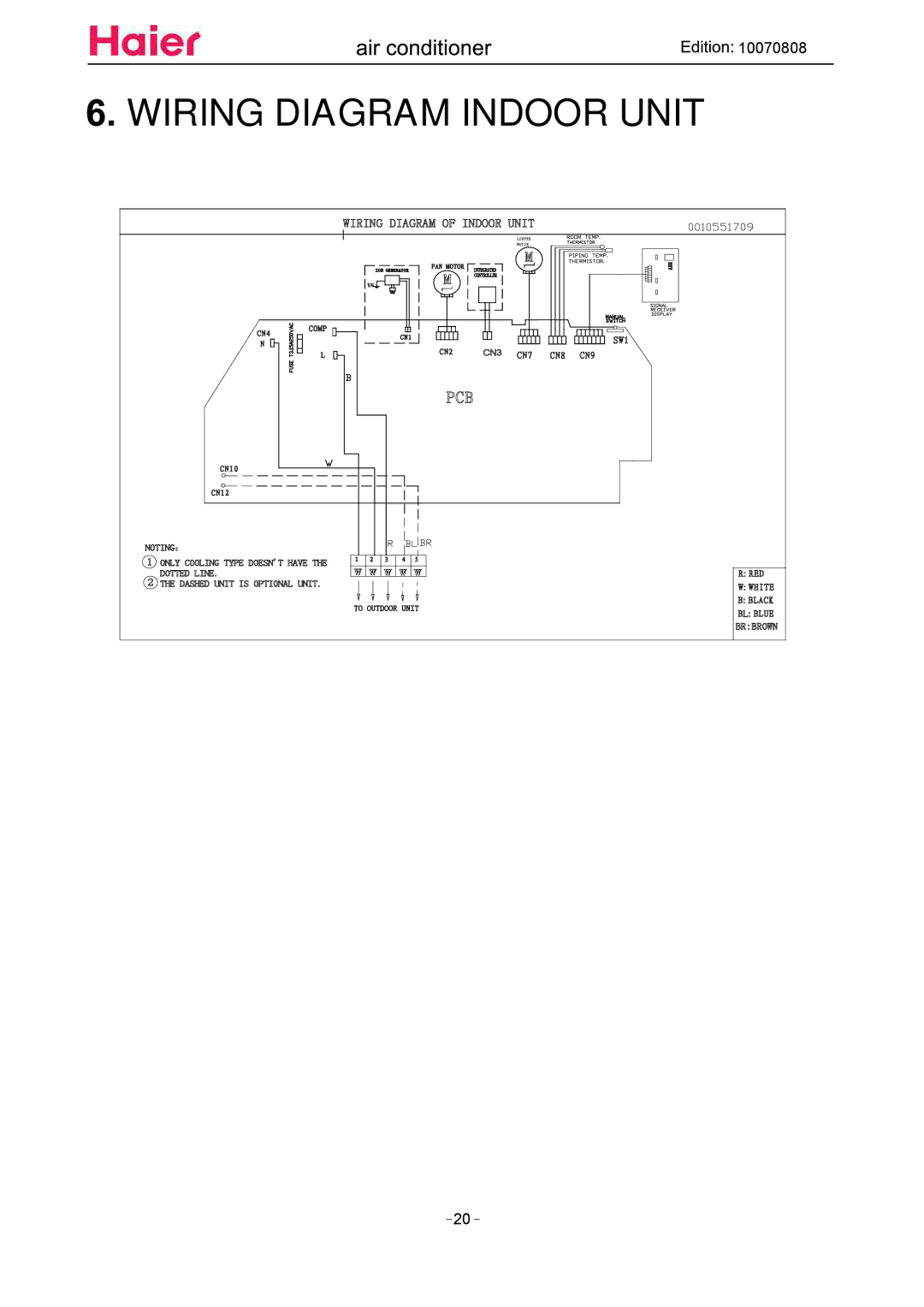 Haier HSU18VH7 manual Wiring Diagram Indoor Unit 