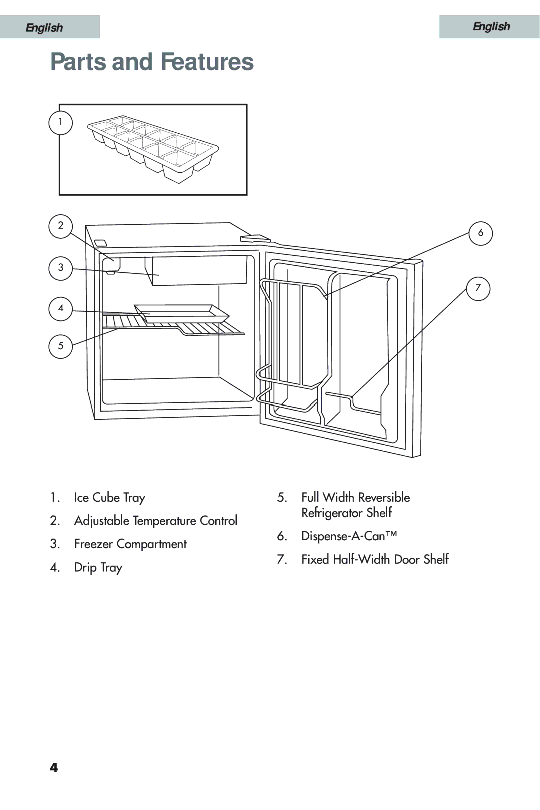 Haier HSW02C user manual Parts and Features 