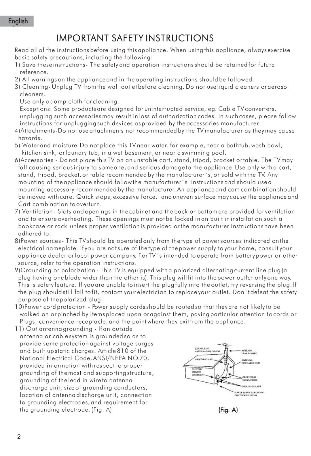 Haier HTAF15 manual Important Safety Instructions 