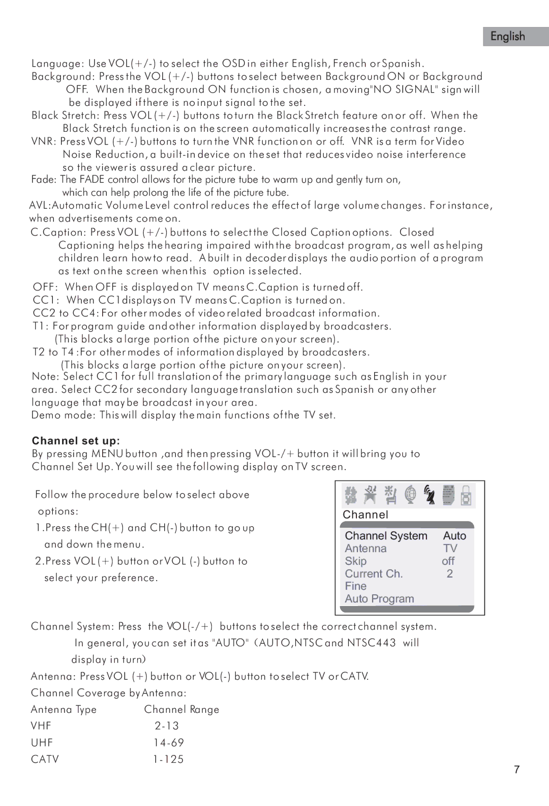 Haier HTAF15 manual Channel set up 