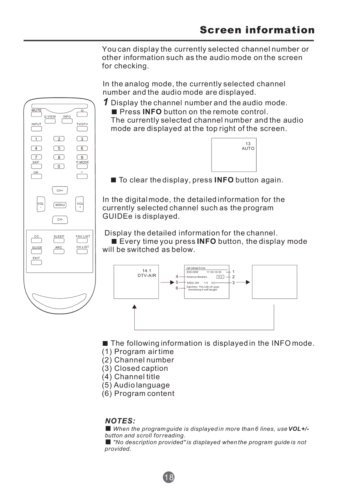 Haier HTF201, HTR20 owner manual Screen information 