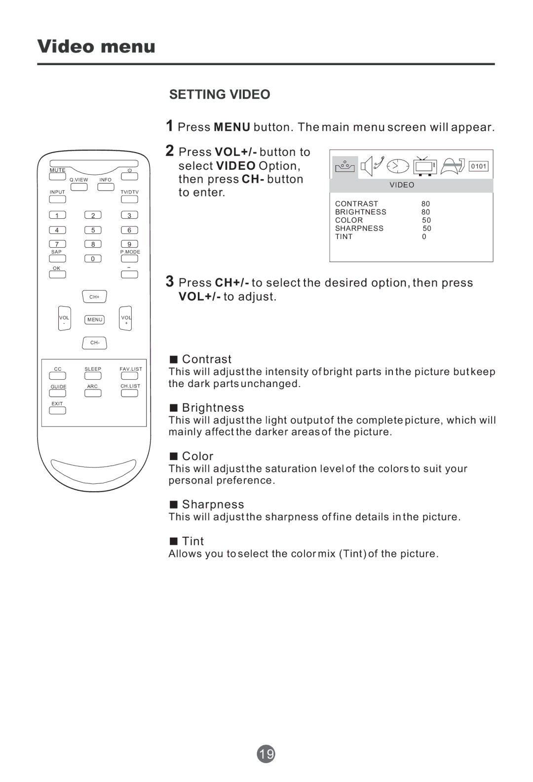 Haier HTR20, HTF201 owner manual Setting Video 