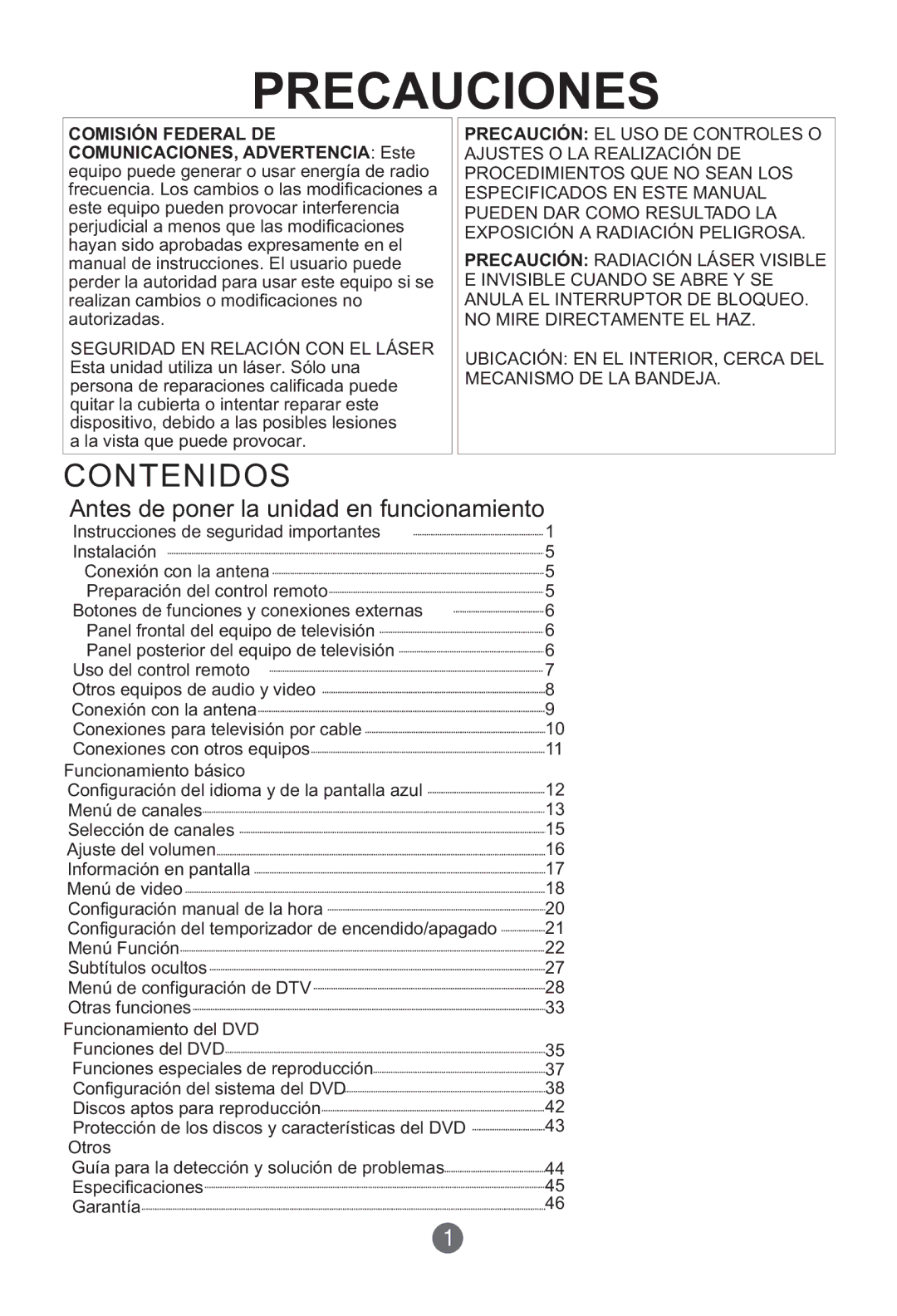 Haier HTF201, HTR20 owner manual Precauciones 