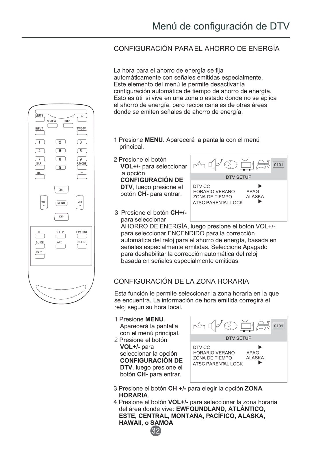 Haier HTF201, HTR20 owner manual Configuración Para EL Ahorro DE Energía, Configuración DE LA Zona Horaria 