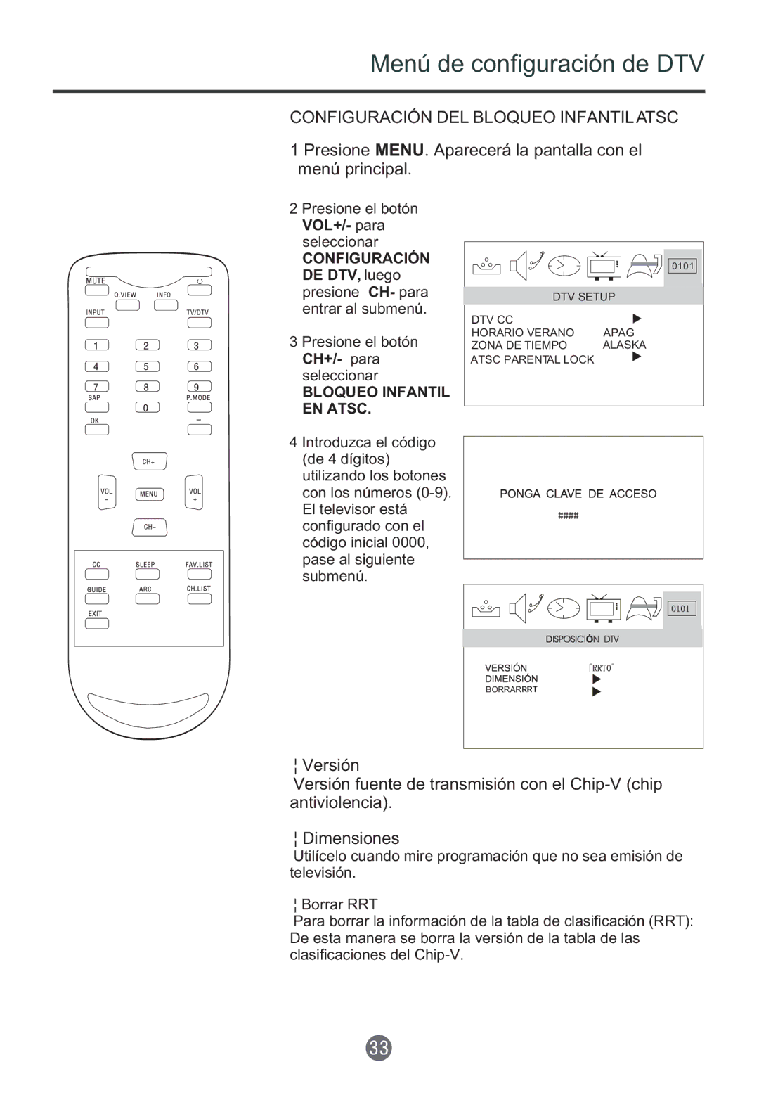 Haier HTR20, HTF201 owner manual Configuración DEL Bloqueo Infantil Atsc, Bloqueo Infantil EN Atsc 