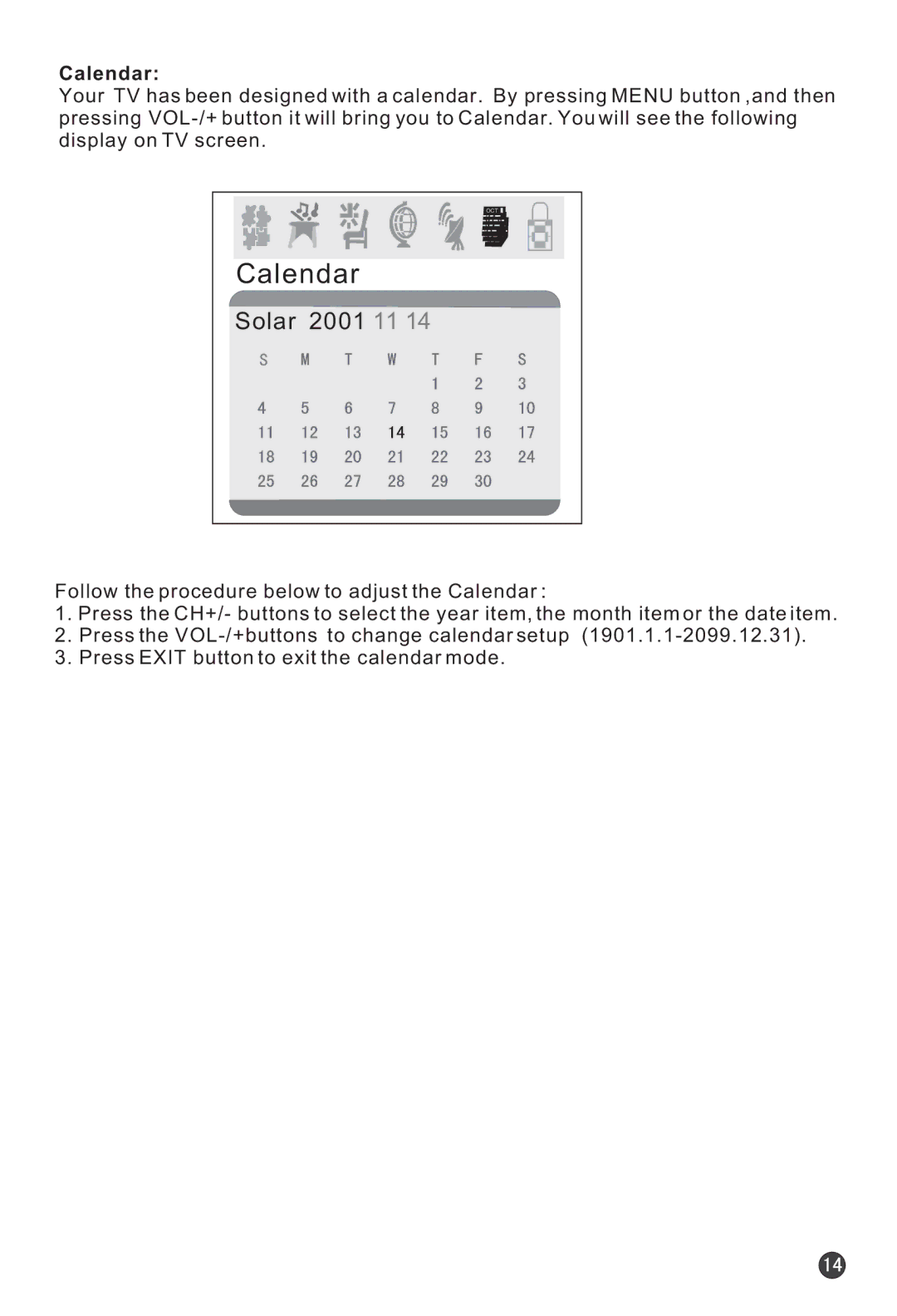 Haier HTF21S32 user manual Calendar 