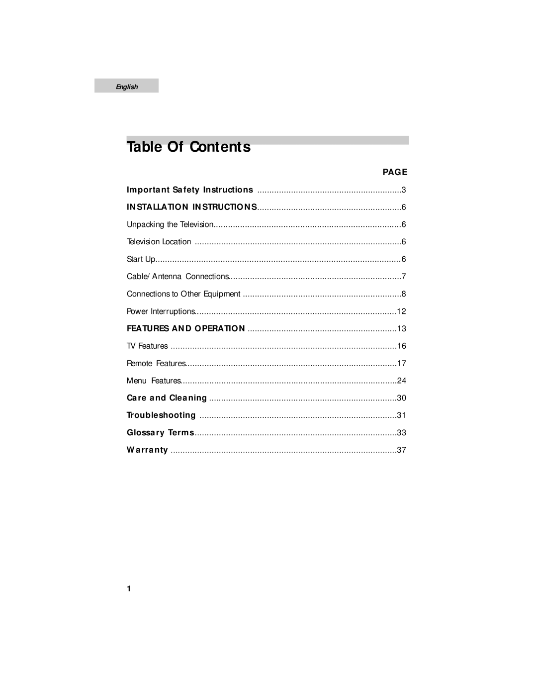 Haier HTF24R21, HTF27R11, HTF20R21 user manual Table Of Contents 